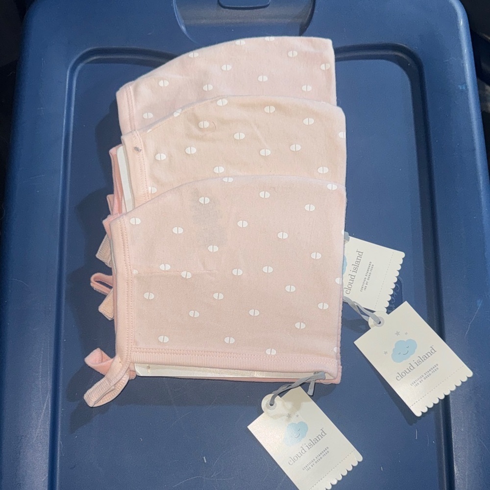 6pack!!! Cloud Island Infant 2pack Pink Hats/bonnets Size 0-6m